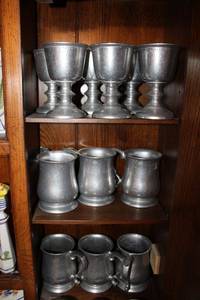 lot 93 image: Pewter goblets and mugs - 6 of each