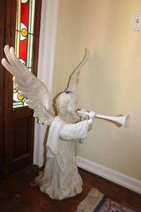 lot 21 image: Plastic angel figurine - wings reach beyond 3 Ft. tall