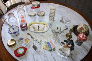 lot 97 image: Misc. household items HB Henriot Quimper France items, vintage milk bottles and more