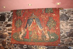 lot 223 image: Hanging tapestry (bring tools to remove)