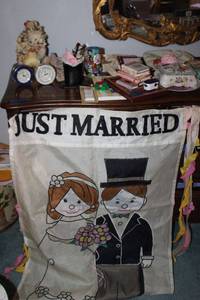 lot 382 image: Household items - includes Just Married banner