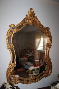 lot 385 image: Wall mirror with gold painted ornate frame
