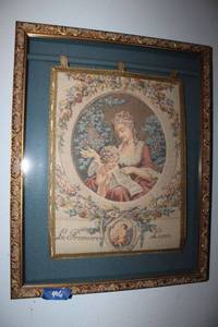 lot 406 image: Framed hanging tapestry La Premiere Lecon