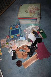 lot 420 image: Misc. lot - Storage box with books, cedar discs