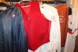 lot 454 image: NFL Alumni jacket, Oscar Mayer Olympic Sponsor jacket, Texas Longhorns sweatshirt, and more