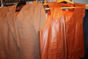 lot 455 image: Leather vest and leather Neiman Marcus jacket