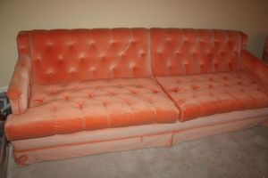 lot 306 image: Velvet upholstered sofa couch