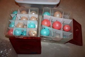 lot 320 image: Christmas glass ornaments and storage boxes