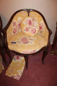 lot 356 image: Antique French caned chair (with extra fabric)