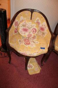 lot 357 image: Antique French caned chair (with extra fabric)