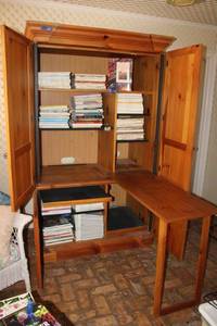 lot 179 image: Storage cabinet with fold out table extension