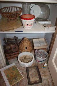lot 171 image: Household items Santa vase, rattan bee hive and more