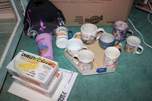 lot 240 image: Coffee mugs, Omelet waves, and souvenir cups