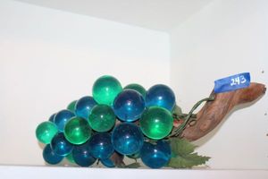 lot 243 image: Vintage blue and green Lucite grape cluster - 15long, each grape is 2 diameter