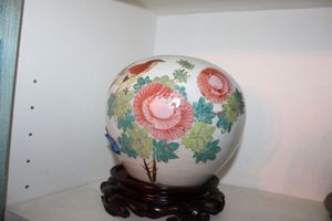 lot 245 image: Chinese bird and floral vase with stand