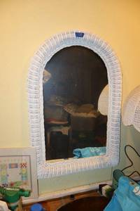 lot 523 image: Wicker framed wall mirror