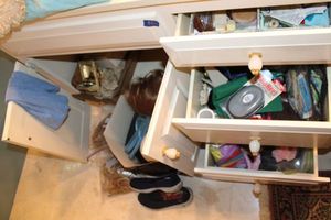 lot 482 image: Misc. bathroom items and wigs