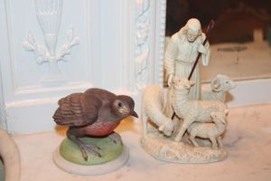 lot 294 image: Home dcor Boehm Baby Robin and The Good Shepherd figurine