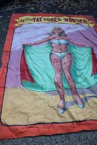 lot 566 image: Vintage Artisto Tattooed Wonder banner , see photos