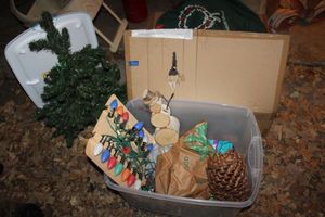 lot 562 image: Christmas decorations mini tree, wreath, lights and more