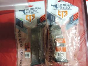 lot 98 image: ETS CLIPS  -FITS GLOCK 19,26,-- 9mm 15rd qty 2  NEW