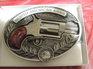lot 11 image: North American 22LR  Caliber Revolver 5 shot  IN  Belt buckle  WITH  lock box case NEW