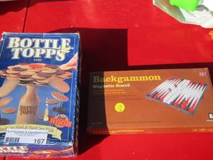 lot 167 image: game lot- bottle tops and backgammon