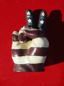 lot 103 image: red white and blue peace symbol hand