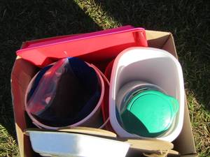 lot 176 image: jell molds and plastic Tupperware