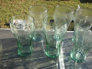 lot 183 image: 6 green coca cola glasses