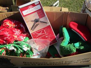 lot 246 image: Christmas blankets- tree stand and more