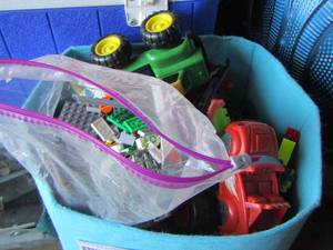 lot 258 image: small box of toys and legos