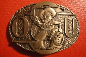 lot 46 image: OSUOU Solid Brass Belt Buckle, #93 by Award Design Medals 3 14x2