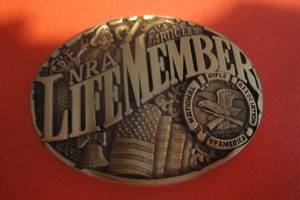 lot 52 image: Collectors Limited Edition NRA  Article II Life Member Belt Buckle, Solid Brass by Norman Co. 2 34x 2