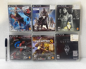 lot 10 image: Lot Of 6 - Sony PlayStation 3PS3 Games, Uncharted, Heavy Rain, Skyrim, Destiny & Grand Turismo 5 - In Condition As Shown