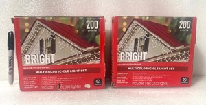 lot 29 image: Lot Of 2 New Other - Make The Season BRIGHT IndoorOutdoor 200Ct Each. Multicolor Icicle Light Sets