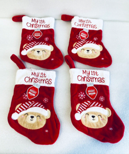lot 34 image: Lot Of 4 New - Make the Season Bright My First Christmas Stocking, For Ages 3 - As Shown