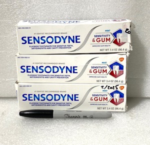 lot 42 image: Lot Of 3 New Sealed - Sensodyne Sensitivity & Gum Sensitive Toothpaste, Mint, 3.4 OZ Each, In Condition As Shown