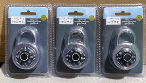 lot 62 image: Lot Of 3 - New Complete Home Heavy Duty Combination Padlock - As Shown