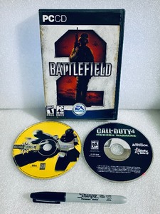 lot 69 image: Lot Of 3 - PC Games, Battlefield, Road Rash & Call Of Duty 4 Modern Warfare - In Condition As Shown - (READ)