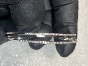 lot 71 image: New Other - 925 Diamond Hoop Earrings - In Condition As Shown - READ