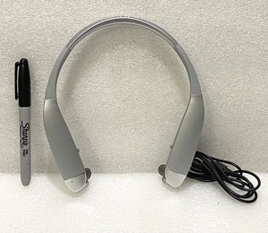 lot 100 image: Insignia NS-CAHBTEBNC-S Behind-the-Neck Bluetooth Noise-Cancelling Headphones with Bulit-in Microphone, Silver - In Condition As Shown