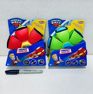 lot 124 image: Lot Of 2 New - PHLAT BALL jr. Throw A Disc...Catch a Ball, (1) Green & (1) Red - As Shown - Total Retail $30