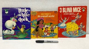 lot 146 image: Lot Of 3 - Classic Vinyls Little White Duck, 3 Blind Mice & Its a Small World - in Condition As Shown