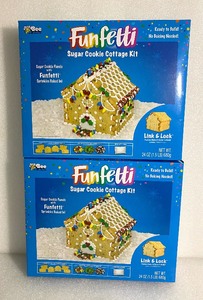 lot 178 image: Lot Of 2 New - Bee Funfetti Sugar Cookie Cottage Kit, Link & Lock Gingerbread House, 24Oz. Each - As Shown