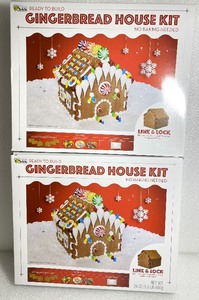 lot 186 image: Lot Of 2 New - Bee Ready To Build Link & Lock Gingerbread House Kit, 24Oz. Each - As Shown