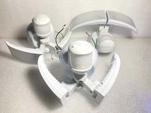 lot 187 image: Lot Of 3 - Home Zone Mark 3 LED White Outdoor Flood Security Light with Motion Sensor, 2500 Lumens, 35 Watts, Model#AEC-5210 - In Condition As Shown - (READ)