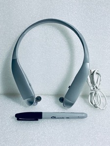 lot 193 image: Insignia NS-CAHBTEBNC-S Behind-the-Neck Bluetooth Noise-Cancelling Headphones with Bulit-in Microphone, Silver - In Condition As Shown