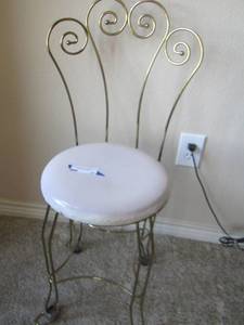 lot 31 image: Padded white and metal  VANITY Chair