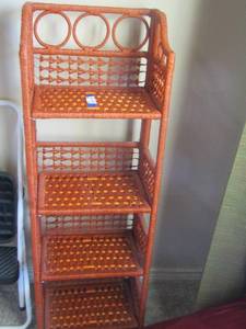 lot 82 image: 4 tier wicker shelf 45 x 15 x 10